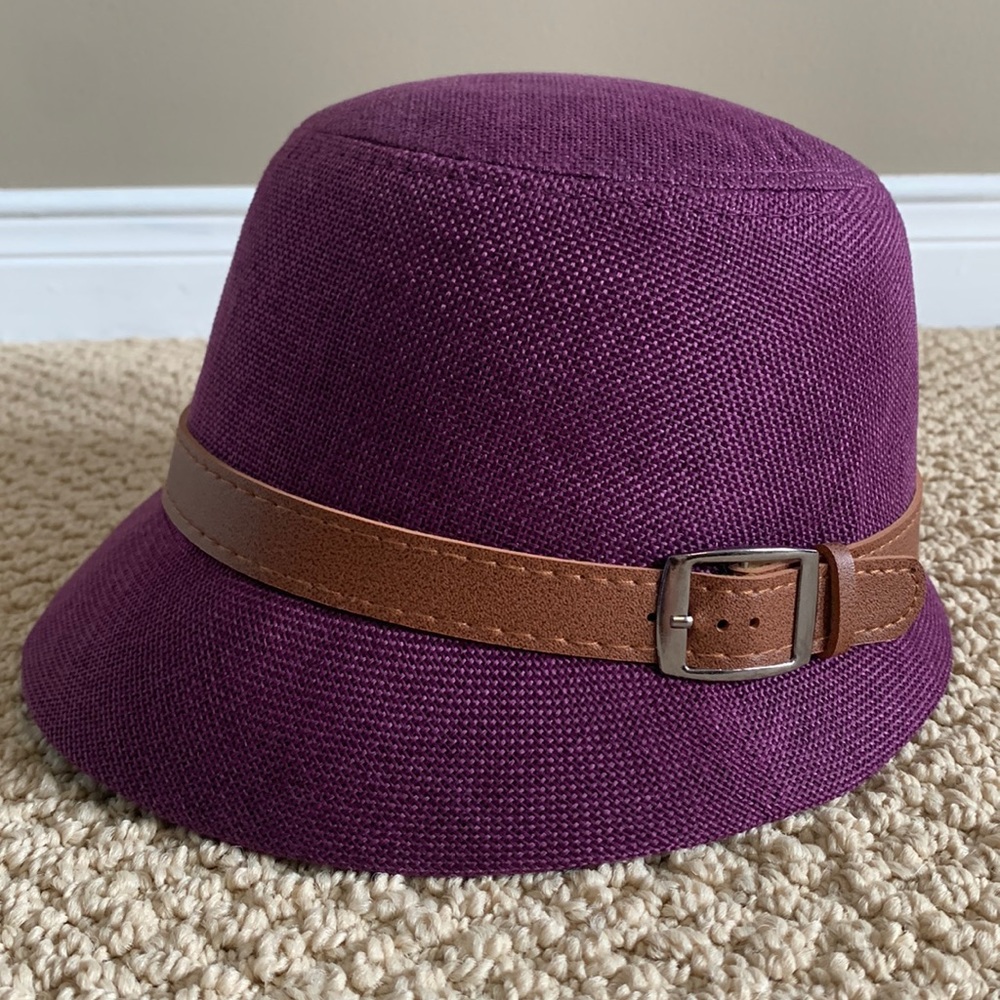 Purple hat with decorative belt